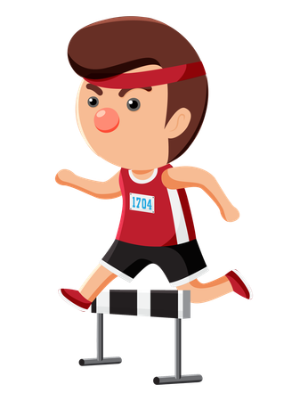 Sports player is playing crossing hurdles game  Illustration