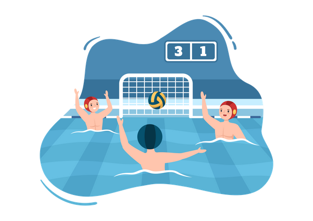 Sports players playing Water Polo Illustration