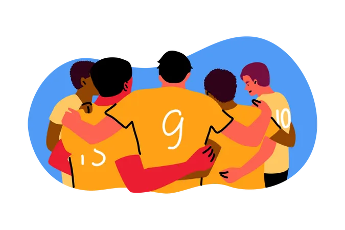 Sports team doing huddle  Illustration