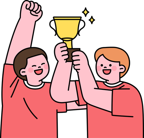 Sports team winning champion trophy  Illustration