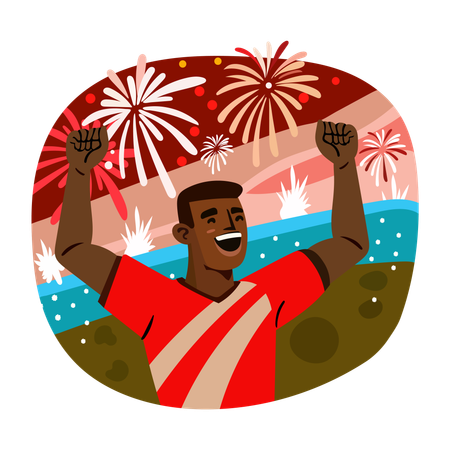 Sportsman Celebrating victory  Illustration