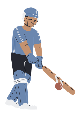 Sportsman Cricket Playing with a Bat in Hand  Illustration