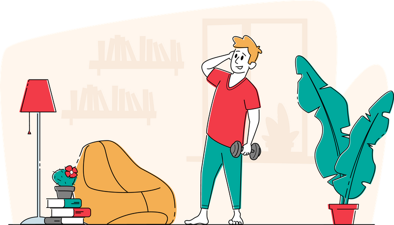 Sportsman Exercising with Dumbbells Illustration