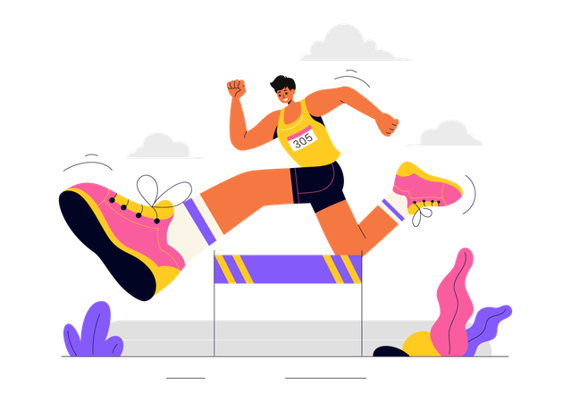 Sportsman participates in long jump  Illustration