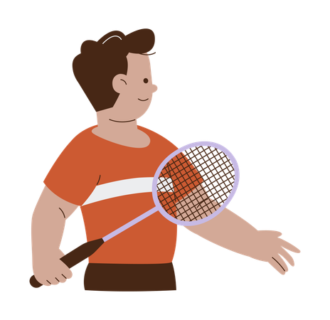 Sportsman Playing Badminton  Illustration