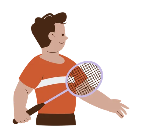 Sportsman Playing Badminton  Illustration