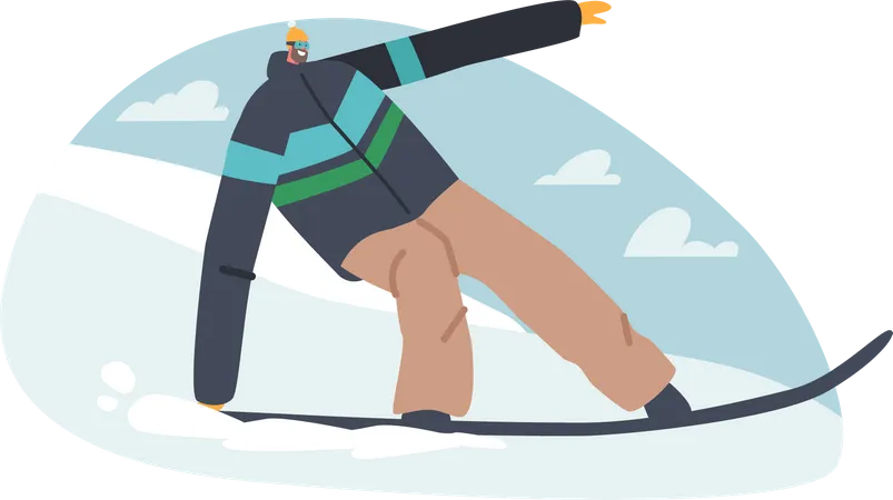 Sportsman Snowboarding  Illustration