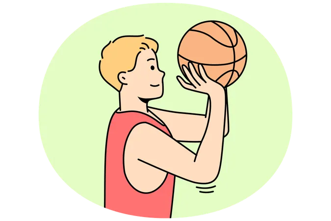 Sportsman throws ball into hoop or through net  Illustration