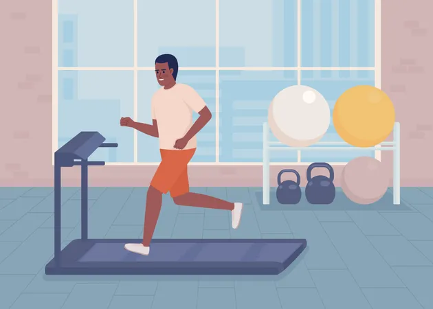 Sportsman training on treadmill Illustration