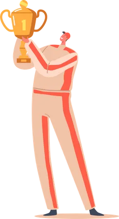 Sportsman with Gold Goblet Illustration