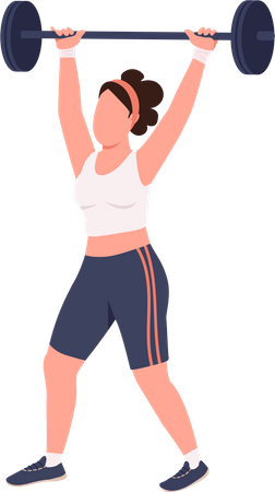 Sportswoman lifting barbell Illustration