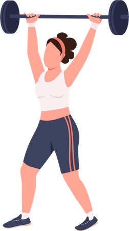 Sportswoman lifting barbell  Illustration