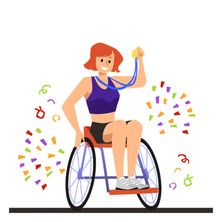 Sportswoman of sport competition for people with disabilities  Illustration
