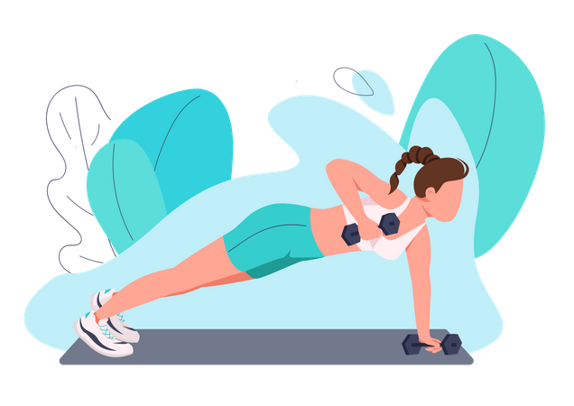 Sportswoman Working Out With Dumbbells Illustration