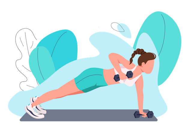 Sportswoman Working Out With Dumbbells  Illustration