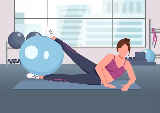 Sportswoman working out with swiss ball  Illustration