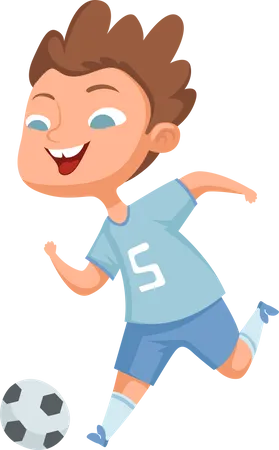 Sporty boy playing football  Illustration