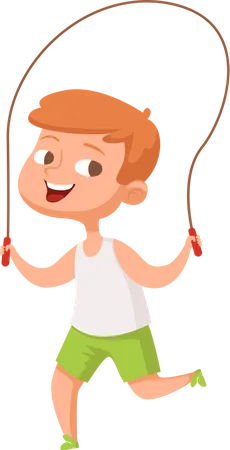 Sporty kid jumping with rope Illustration