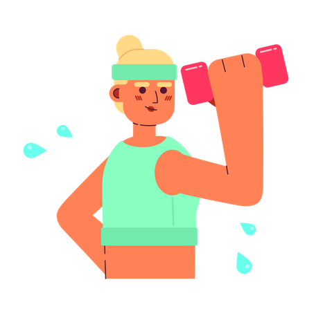 Sporty woman lifting dumbbell Illustration
