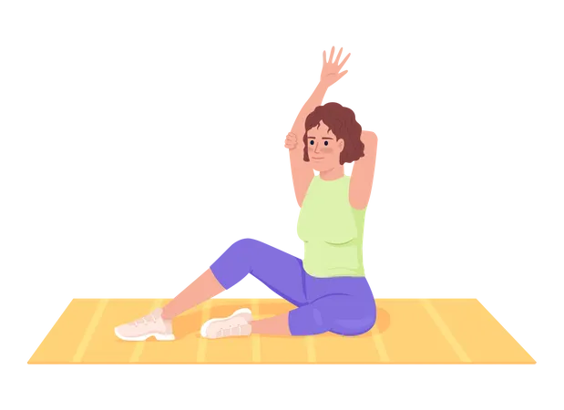 Sporty woman releasing tight shoulders on mat  Illustration