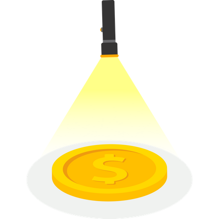 Spotlight dollar coin  Illustration