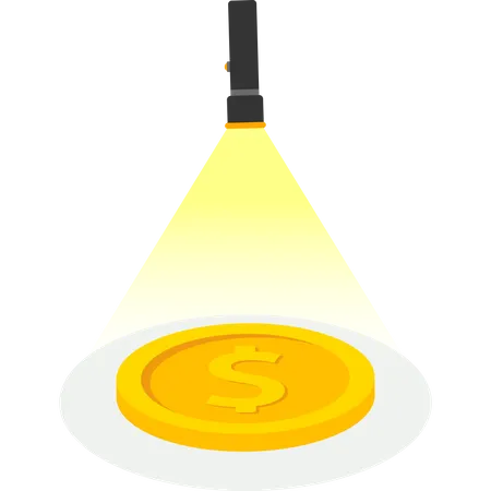 Spotlight dollar coin  Illustration