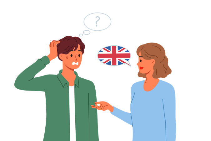 Sprachbarriere für englische Muttersprachler aus Großbritannien und den USA, die Probleme mit der Kommunikation haben  Illustration