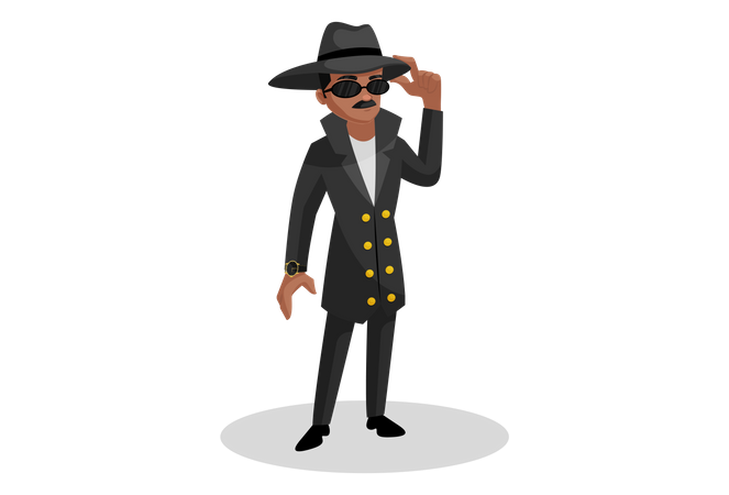 Spy adjusting his cap  Illustration