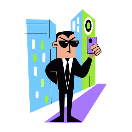 Spy Agent finding criminal  Illustration