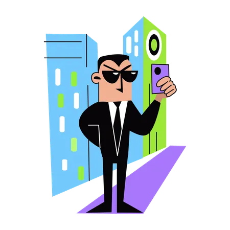 Spy Agent finding criminal  Illustration