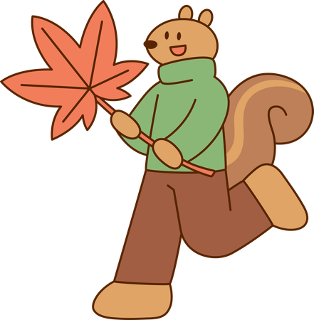 Squirrel holding leaf  Illustration