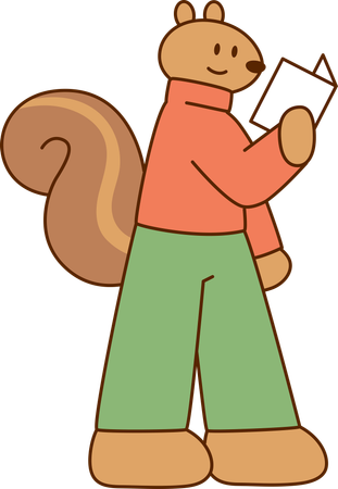 Squirrel reading letter  Illustration