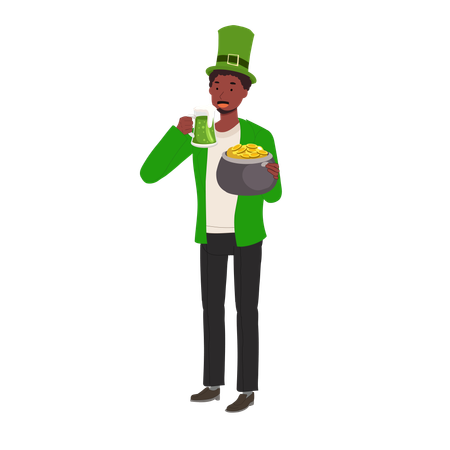 St Patrick's Day Celebration with Green Beer  Illustration