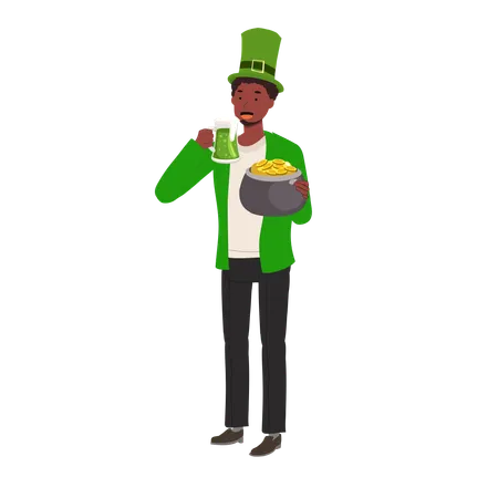 St Patrick's Day Celebration with Green Beer  Illustration