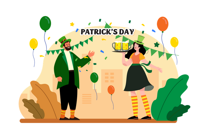 St Patrick’s Day party Illustration