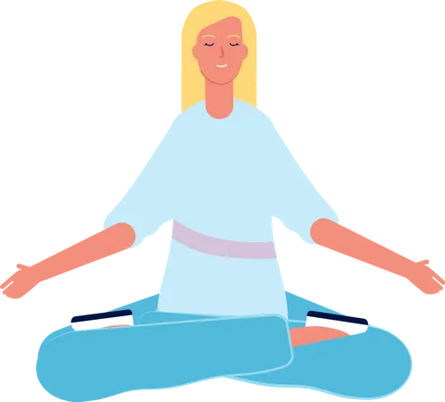 Meditation Charakter Person Yoga Posen Sitzen Pilates Illustration