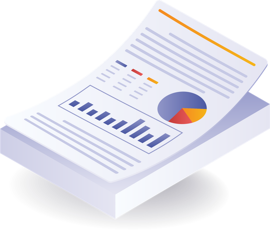 Stack of business analyst data graph paper  Illustration