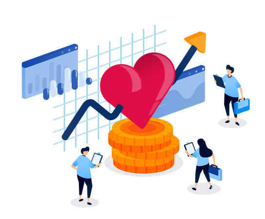 Stack of Money and Heart Symbol Representing Loved Long Term Investment and Financial Commitment  Illustration