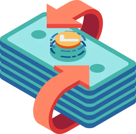 Stack of Money with Exchange Arrow  Illustration