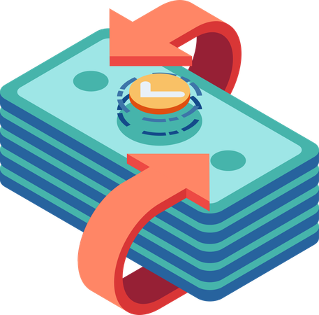 Stack of Money with Exchange Arrow  Illustration