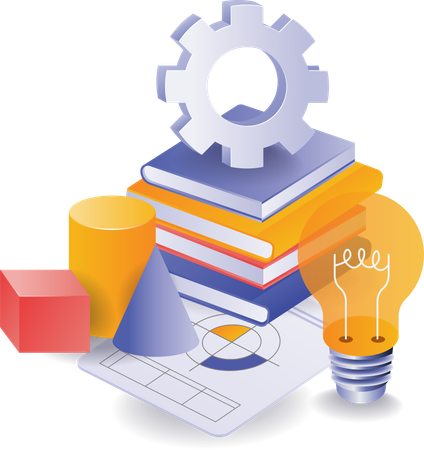 Stack of school books with ideas  イラスト
