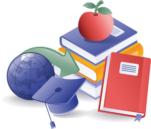 Stack of school world student books  Illustration