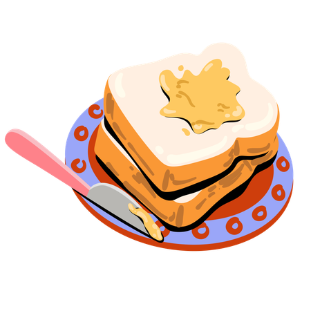 Stacked Butter Toast  イラスト