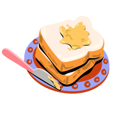 Stacked Butter Toast  Illustration