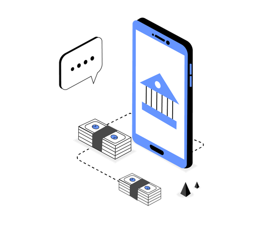 Stacks of money being transferred  Illustration
