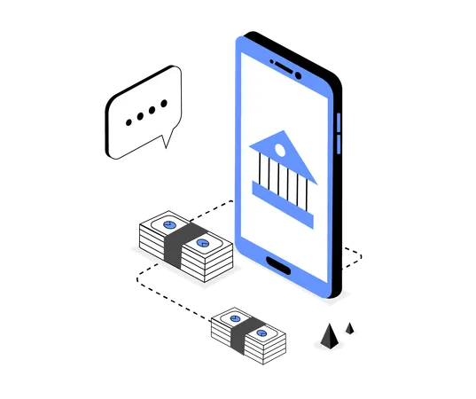 Stacks of money being transferred  Illustration
