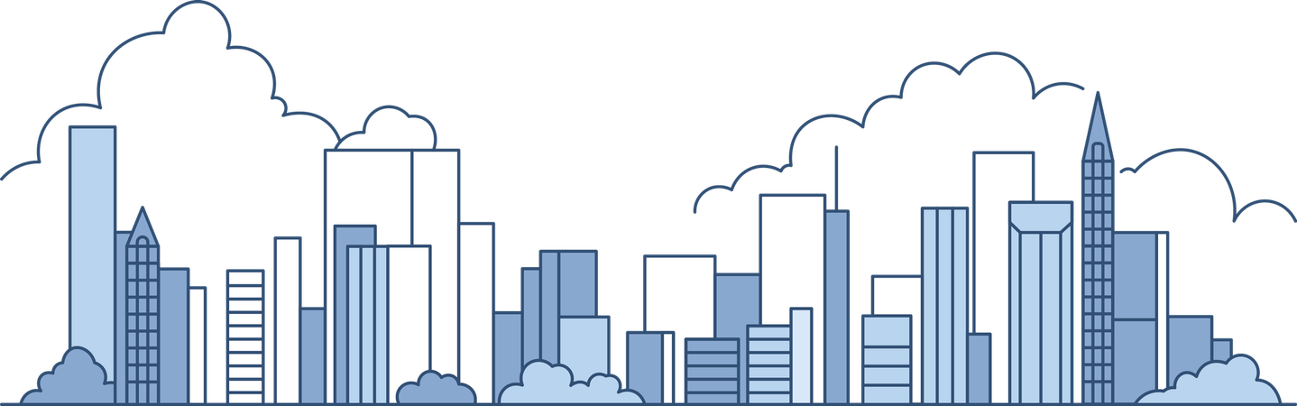 Stadtbild Wolkenkratzer Gebäude Landschaft in der Stadt  Illustration