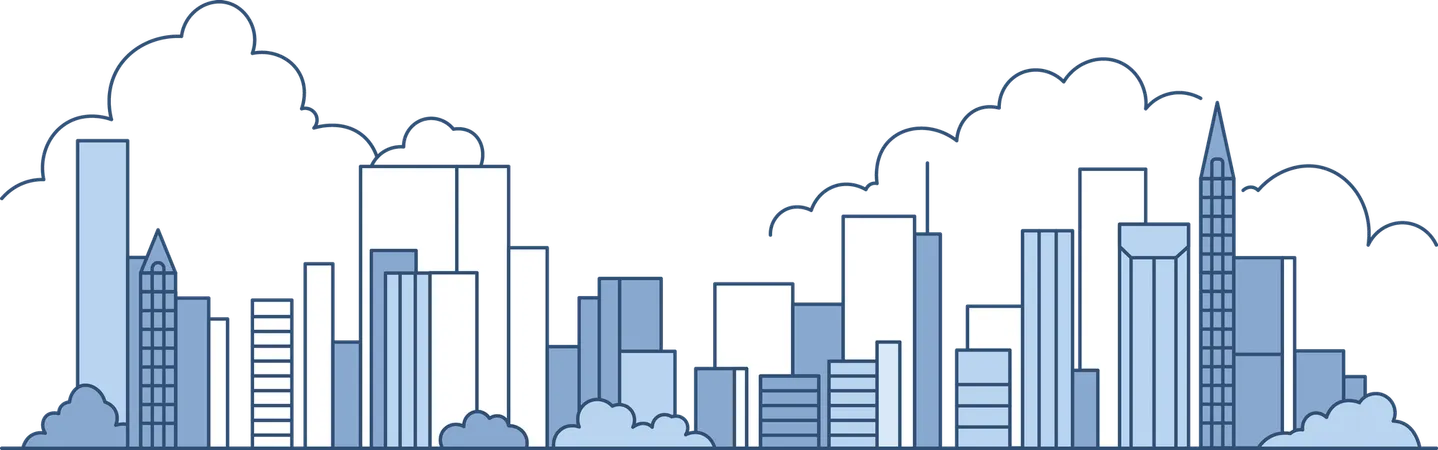 Stadtbild Wolkenkratzer Gebäude Landschaft in der Stadt  Illustration