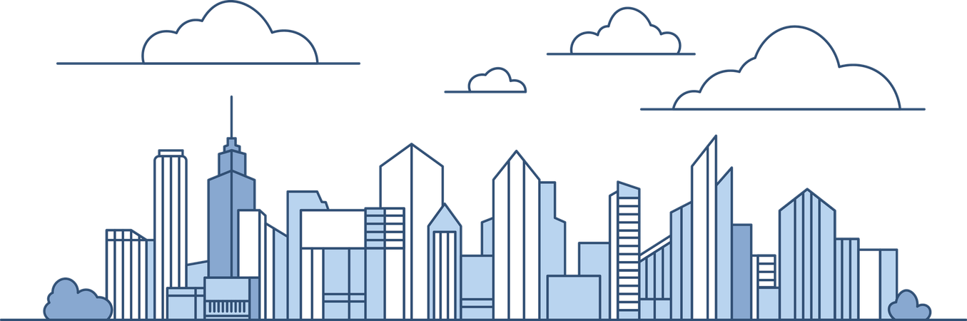 Stadtbild Wolkenkratzer Gebäude Landschaft in der Stadt  Illustration