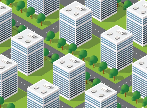 Das Stadtebundle Modul City Set Verfugt Uber Eine Verkehrs Und Stadtinfrastruktur Modul Fur Den Bau Und Die Gestaltung Einer Grossstadt Illustration